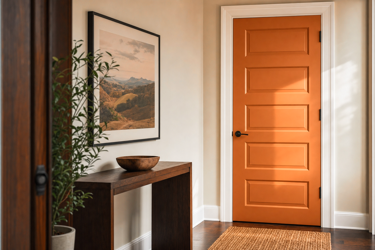 Caramel Cream by Valspar on interior-doors