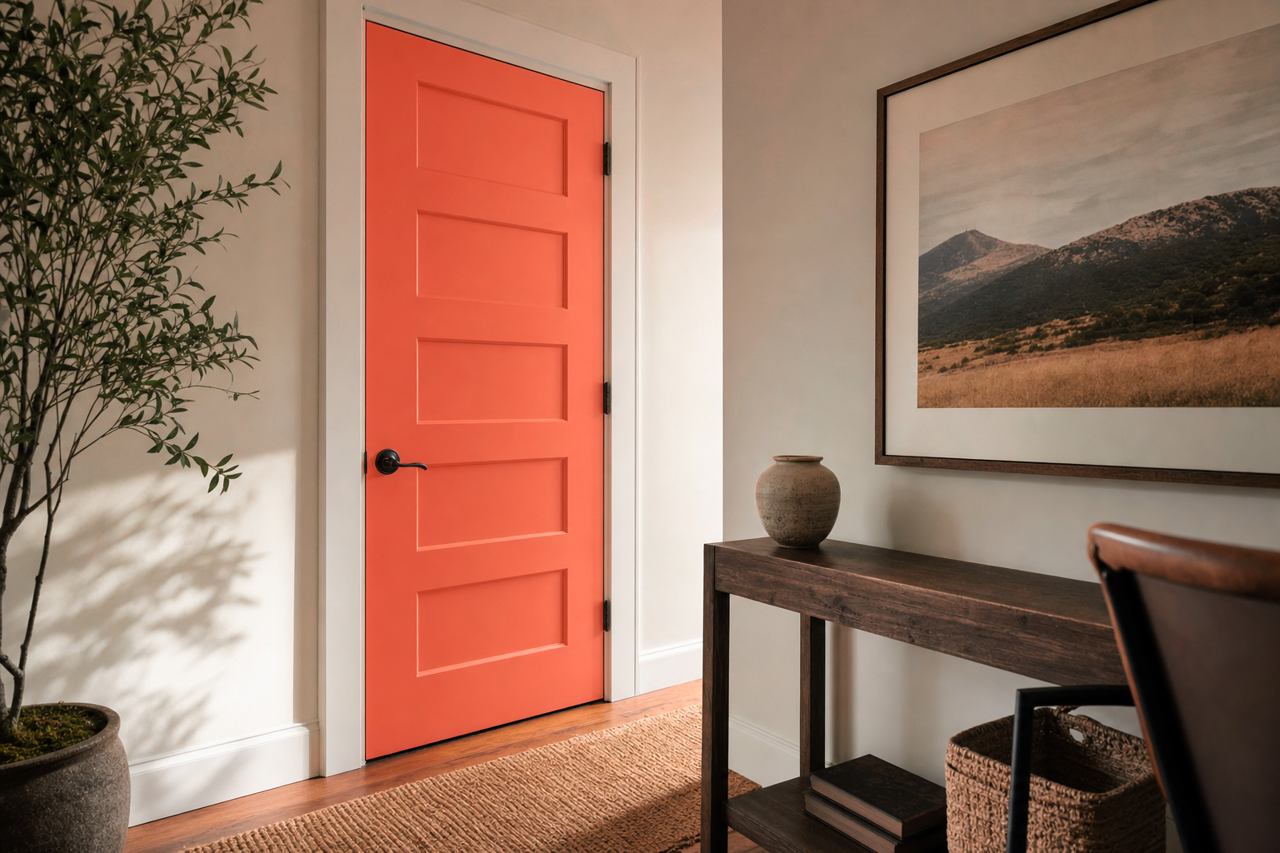 Ripe Pomegranate by Valspar on interior-doors