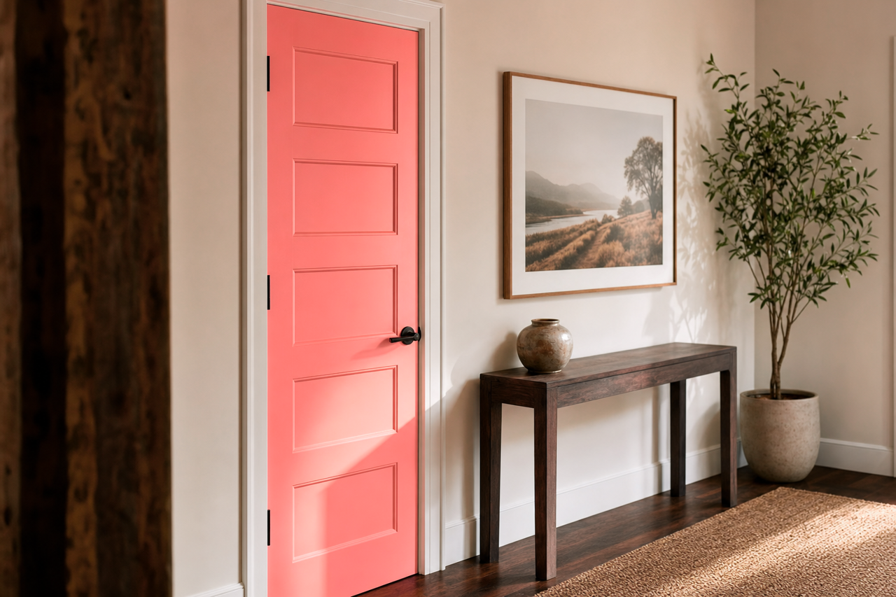Pink by Benjamin Moore on interior-doors