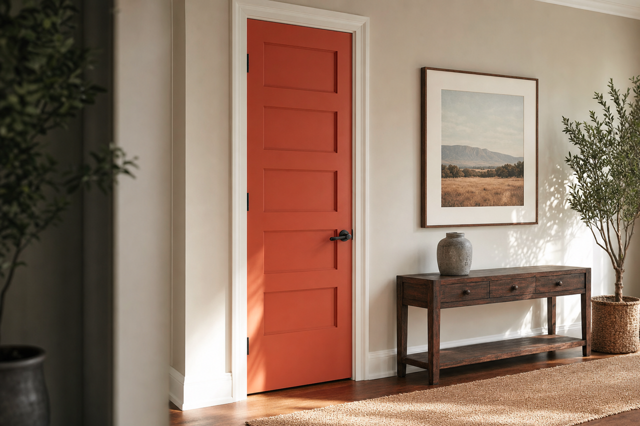 Fire Orange by Valspar on interior-doors