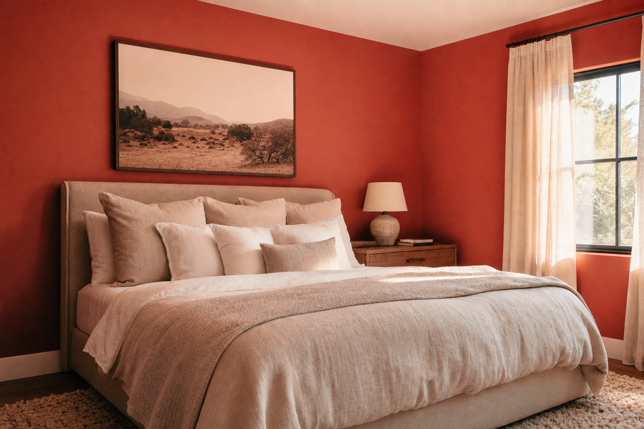 Fire Orange by Valspar on interiors