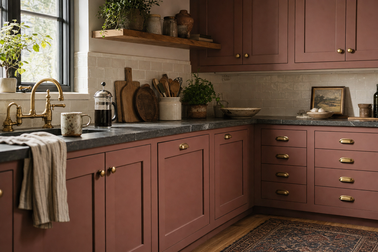 Western Clay by Valspar on cabinets