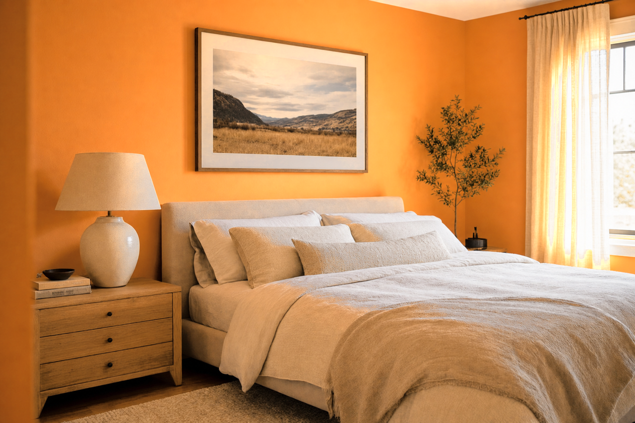 Orange Ochre by Valspar on interiors