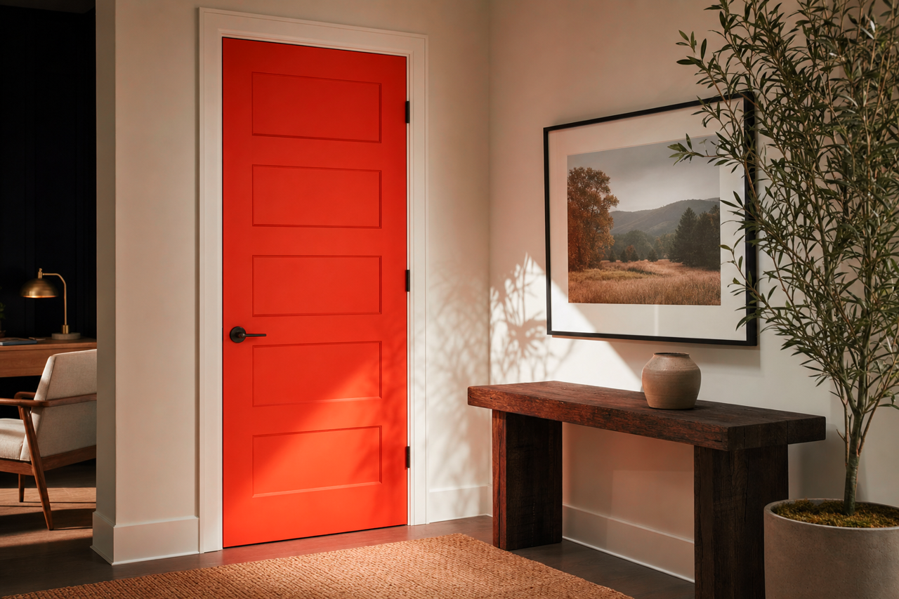 Tomato by Benjamin Moore on interior-doors