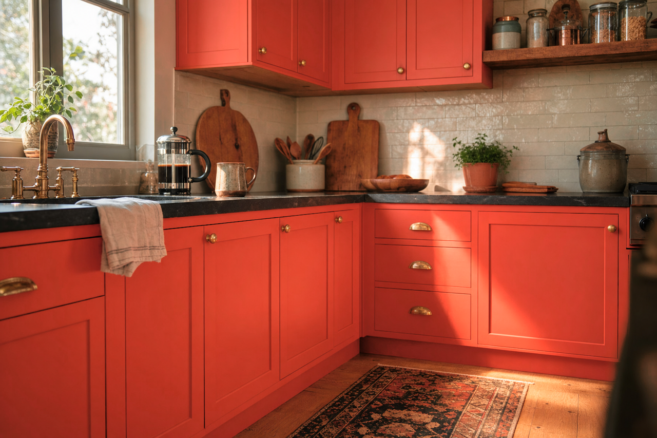 Warm by Benjamin Moore on cabinets