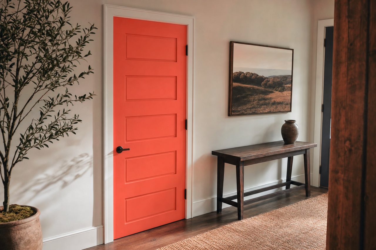 Ultra Orange by Valspar on interior-doors