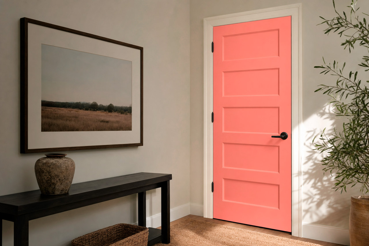 Coral by Benjamin Moore on interior-doors