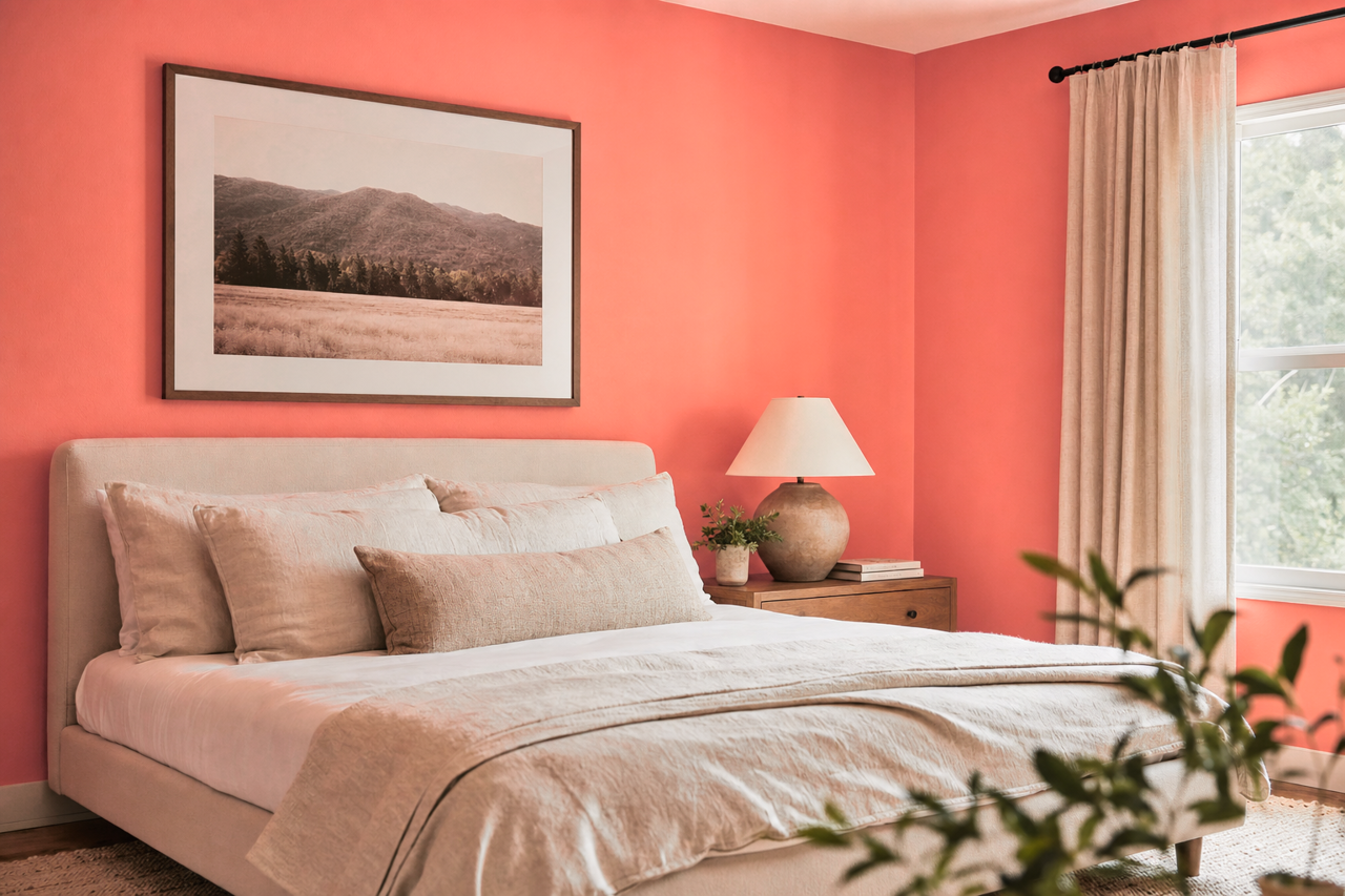 Coral by Benjamin Moore on interiors