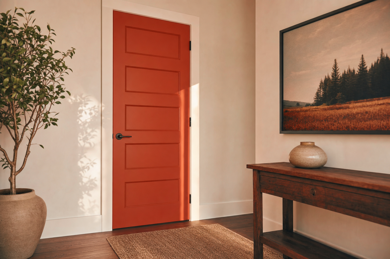 Orange Maple by Valspar on interior-doors