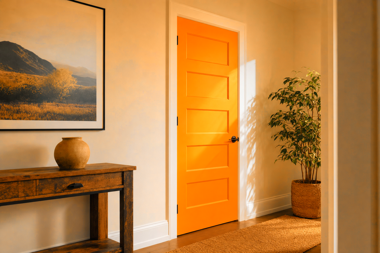 Orange Fruit by Valspar on interior-doors