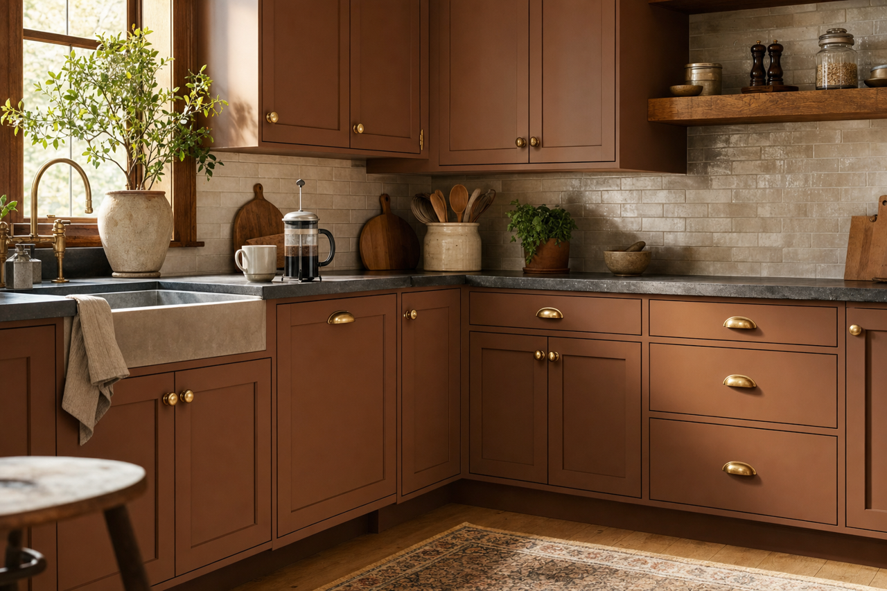 Cabin Plank by Valspar on cabinets