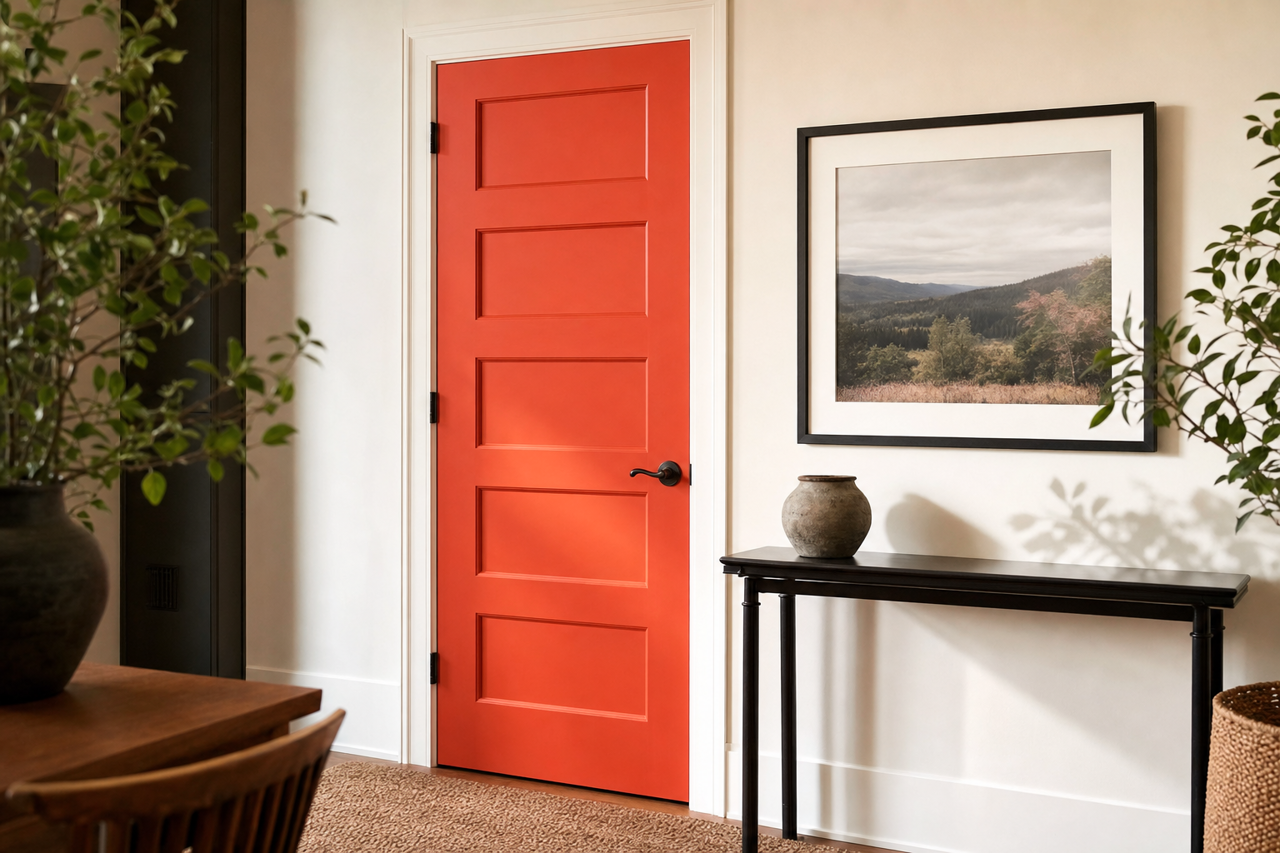 Vivid Orange by Valspar on interior-doors