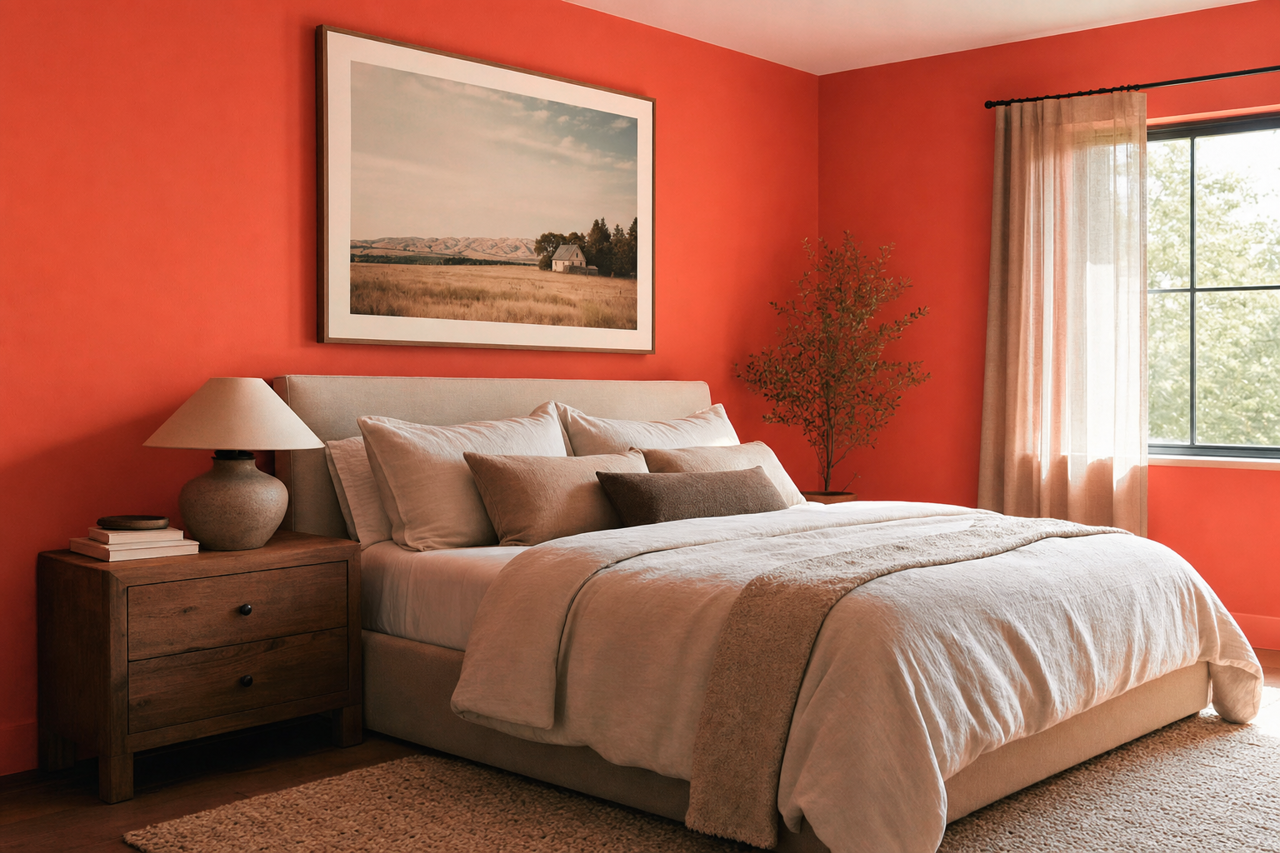 Vivid Orange by Valspar on interiors