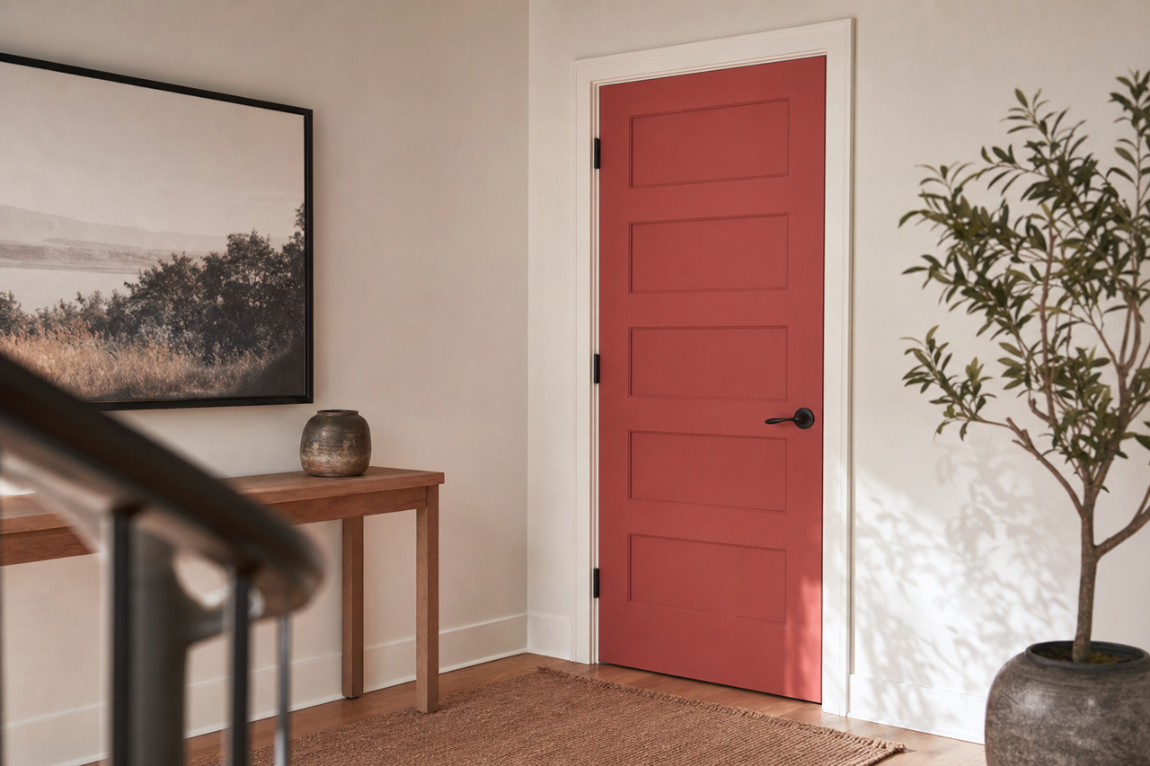 Red Ochre by Valspar on interior-doors