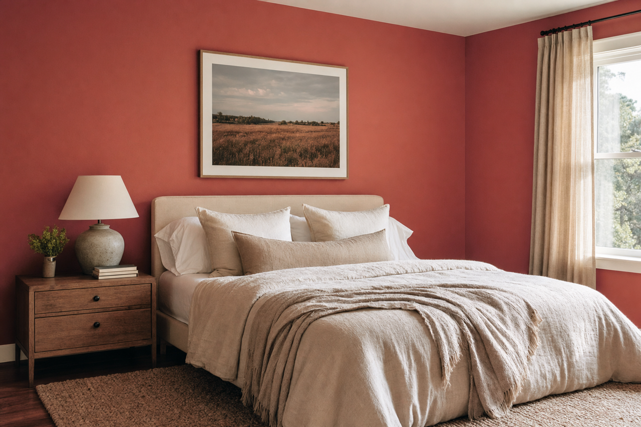 Red Ochre by Valspar on interiors