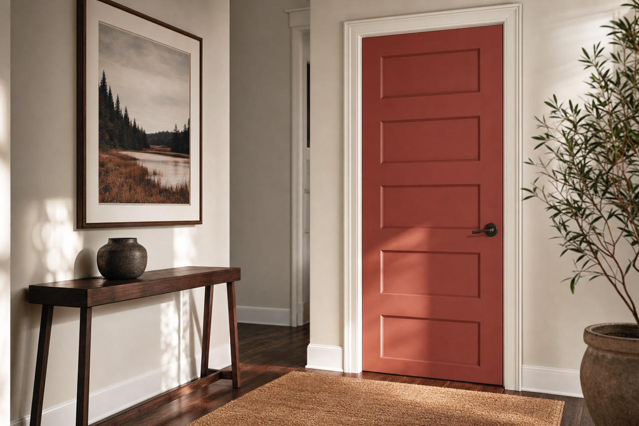 Russet Red by Valspar on interior-doors
