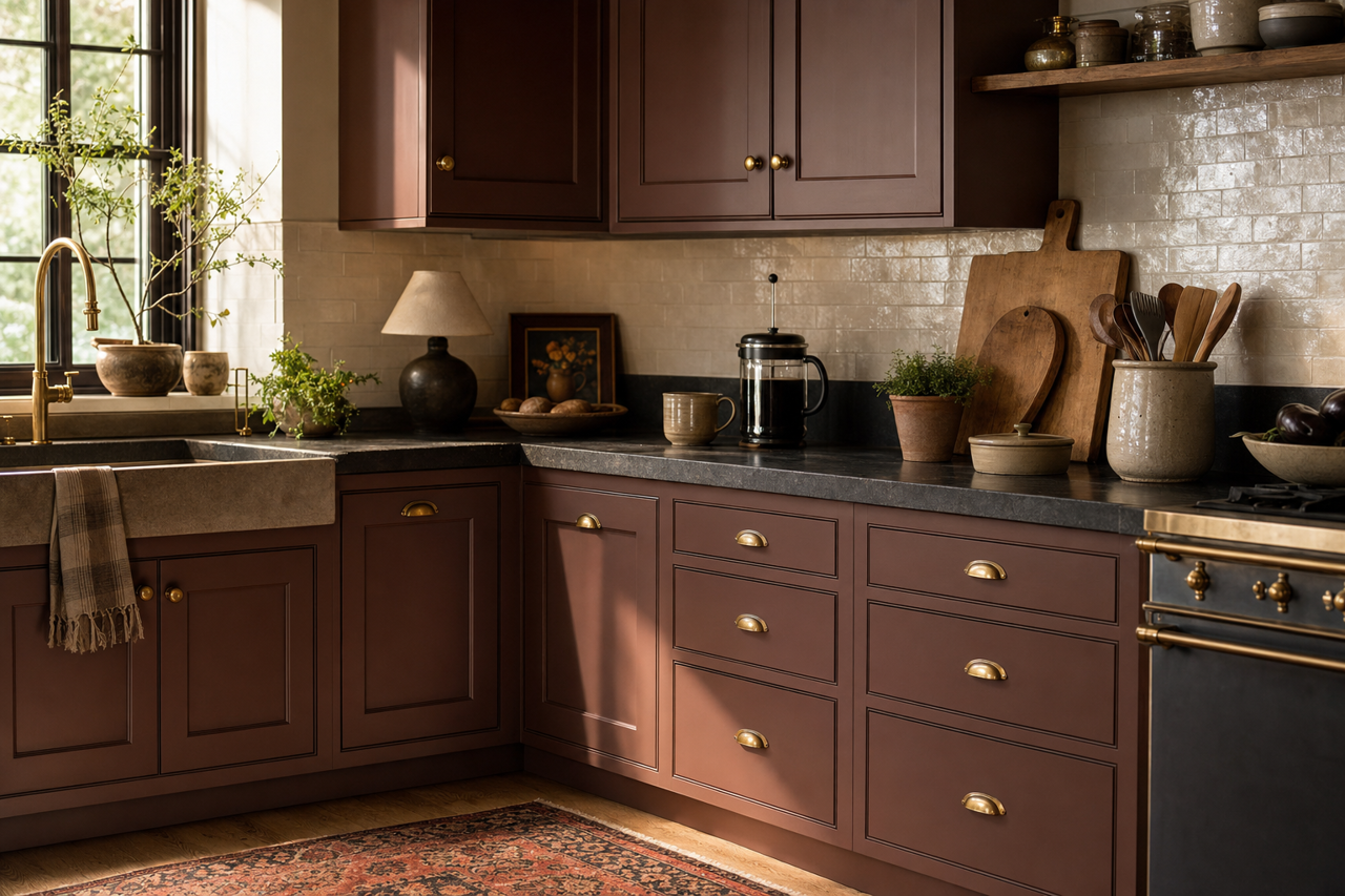 Soul Chocolate by Valspar on cabinets