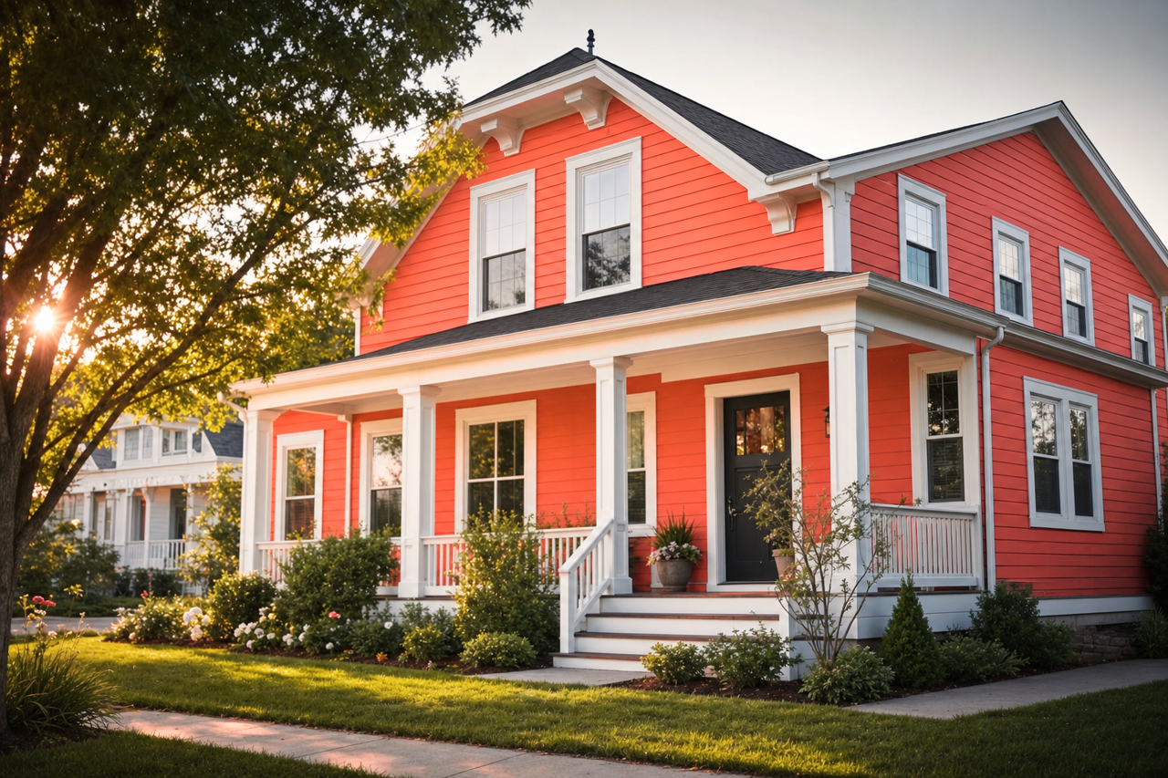 Tangerine by Benjamin Moore on exterior