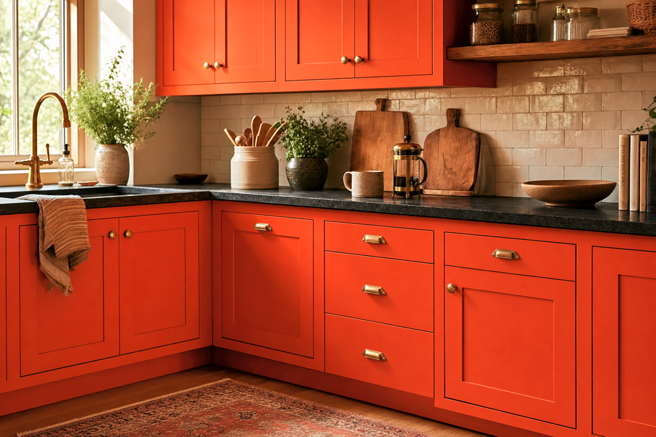 Outrageous by Benjamin Moore on cabinets