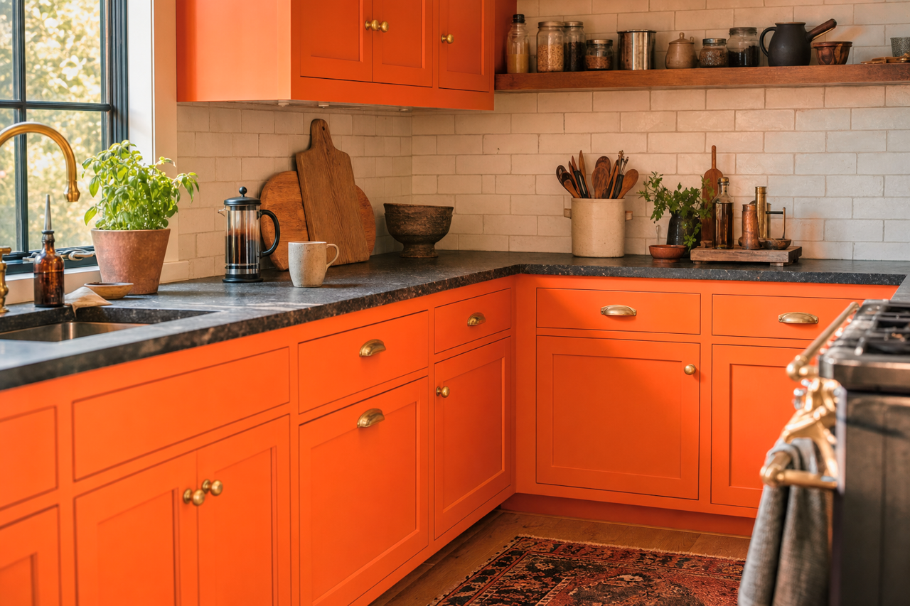 Rumba by Benjamin Moore on cabinets