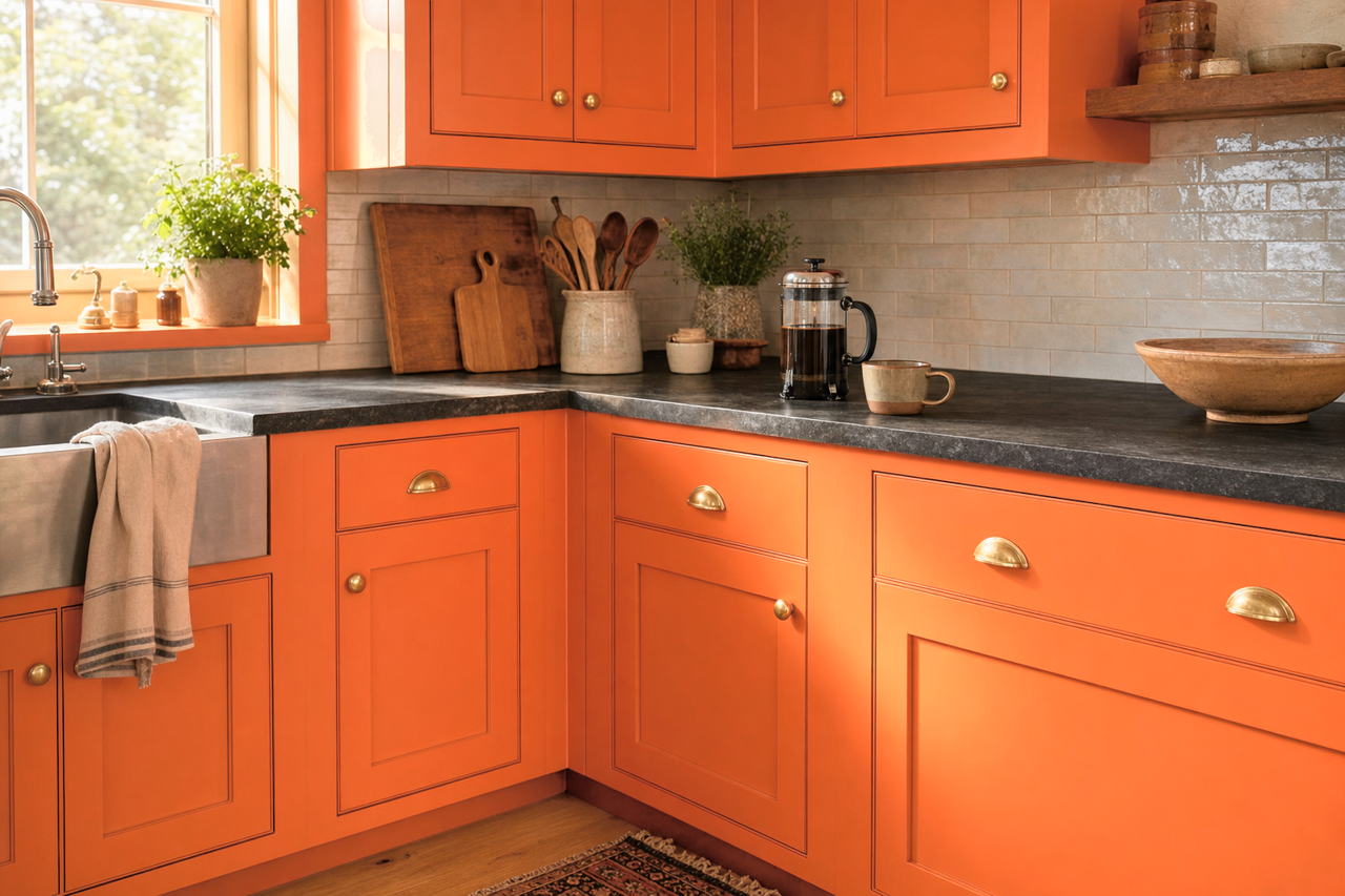 Tangy by Benjamin Moore on cabinets