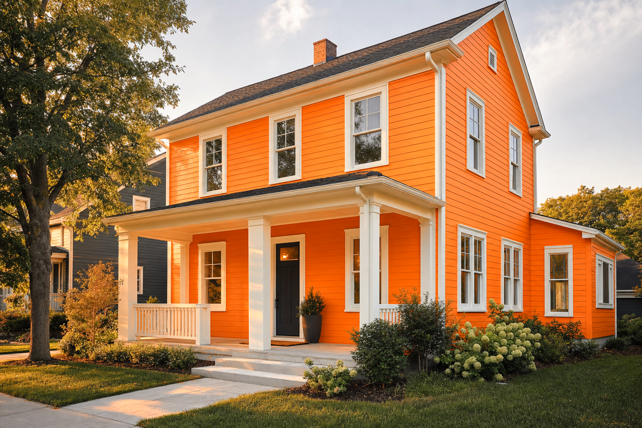 Orange by Benjamin Moore on exterior