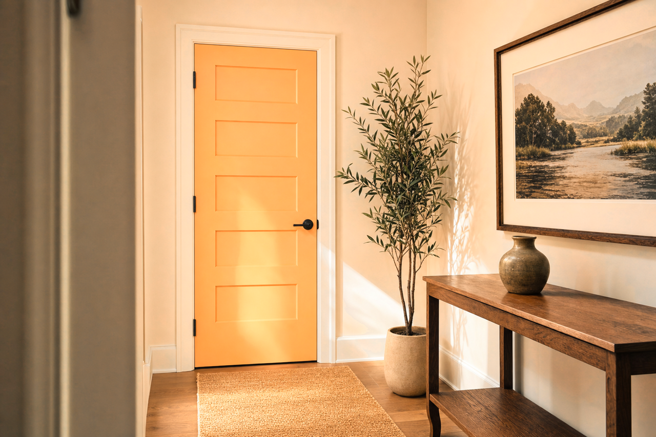 Peach by Benjamin Moore on interior-doors