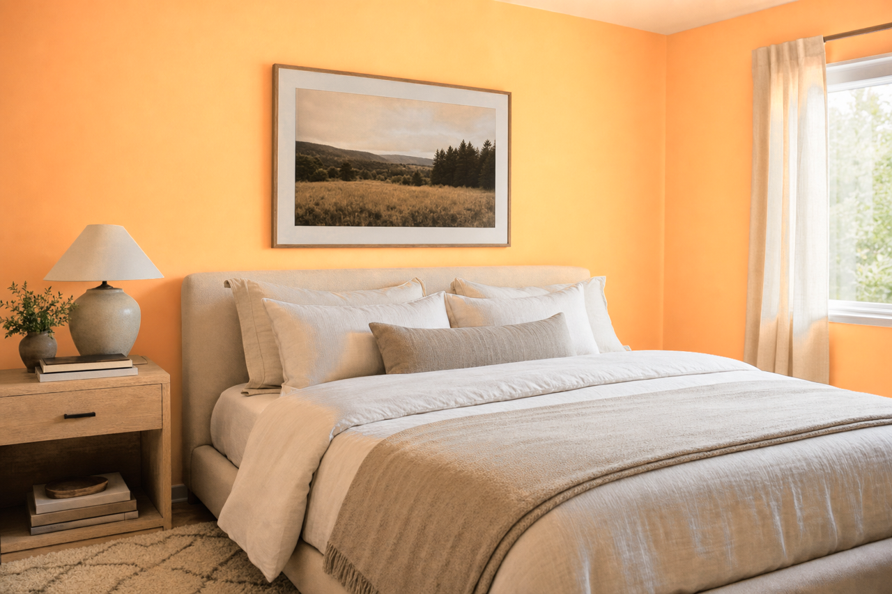Peach by Benjamin Moore on interiors