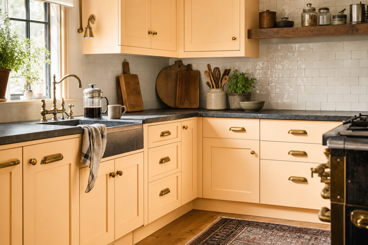 Gerbera by Benjamin Moore on cabinets