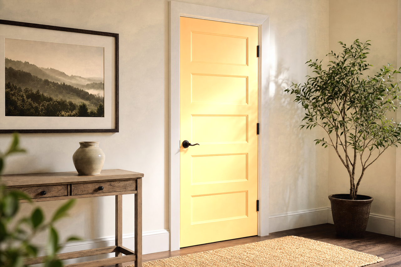 Melon by Benjamin Moore on interior-doors
