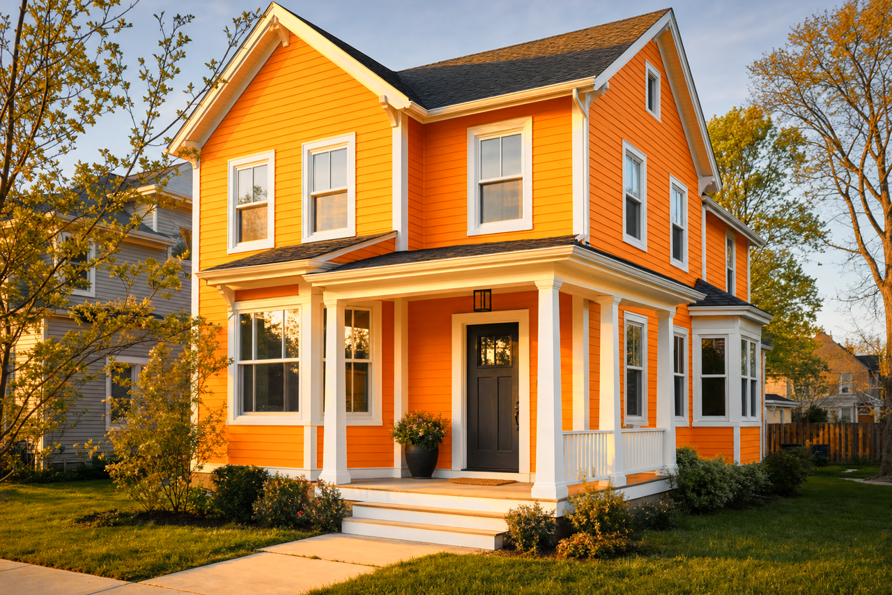 Orange by Benjamin Moore on exterior