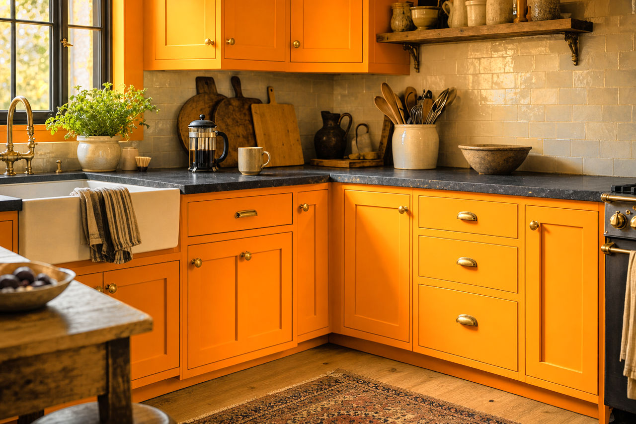 Sharp by Benjamin Moore on cabinets