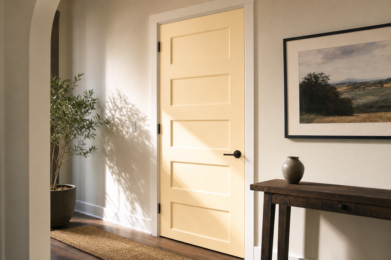 White by Benjamin Moore on interior-doors