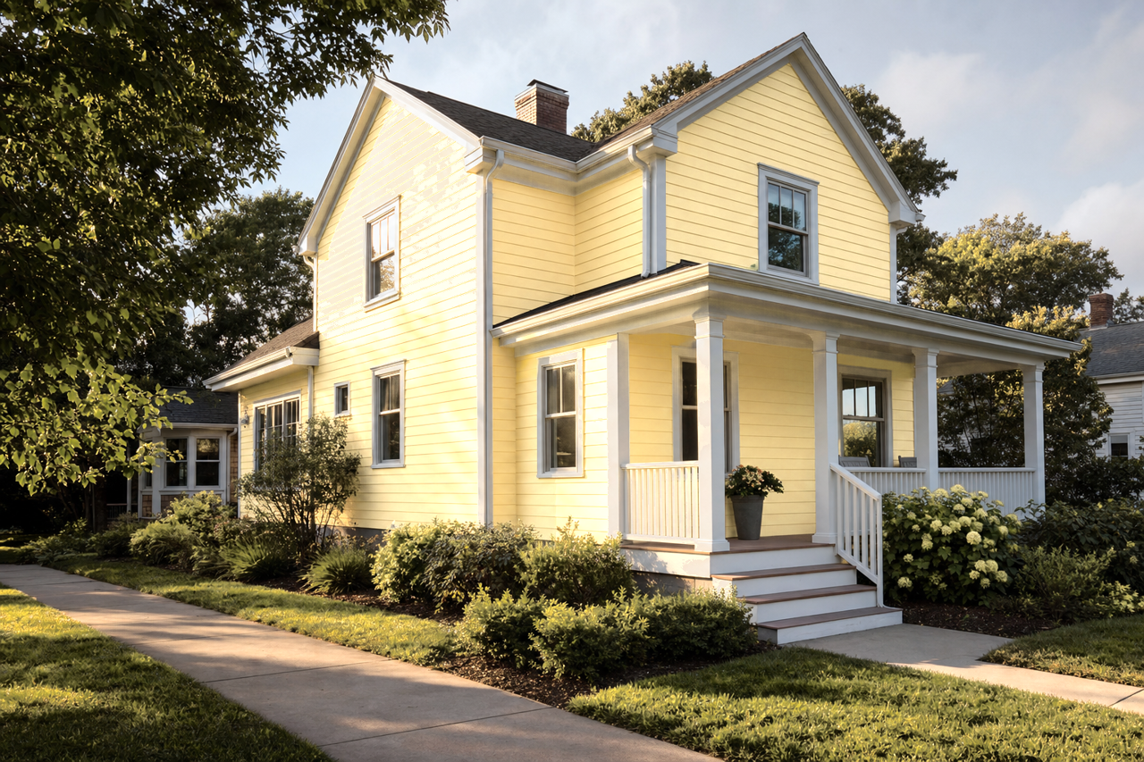 Lemon by Benjamin Moore on exterior
