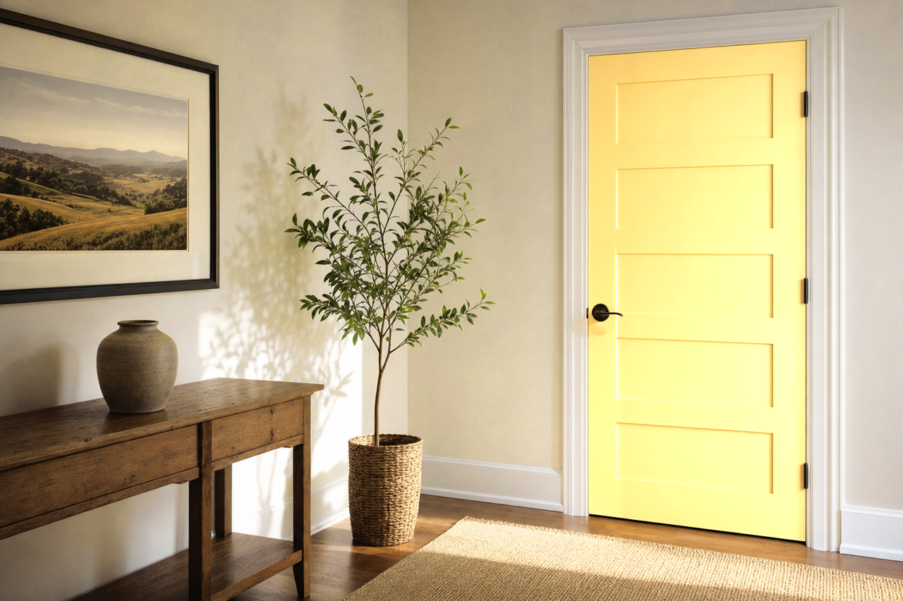 Lemon by Benjamin Moore on interior-doors