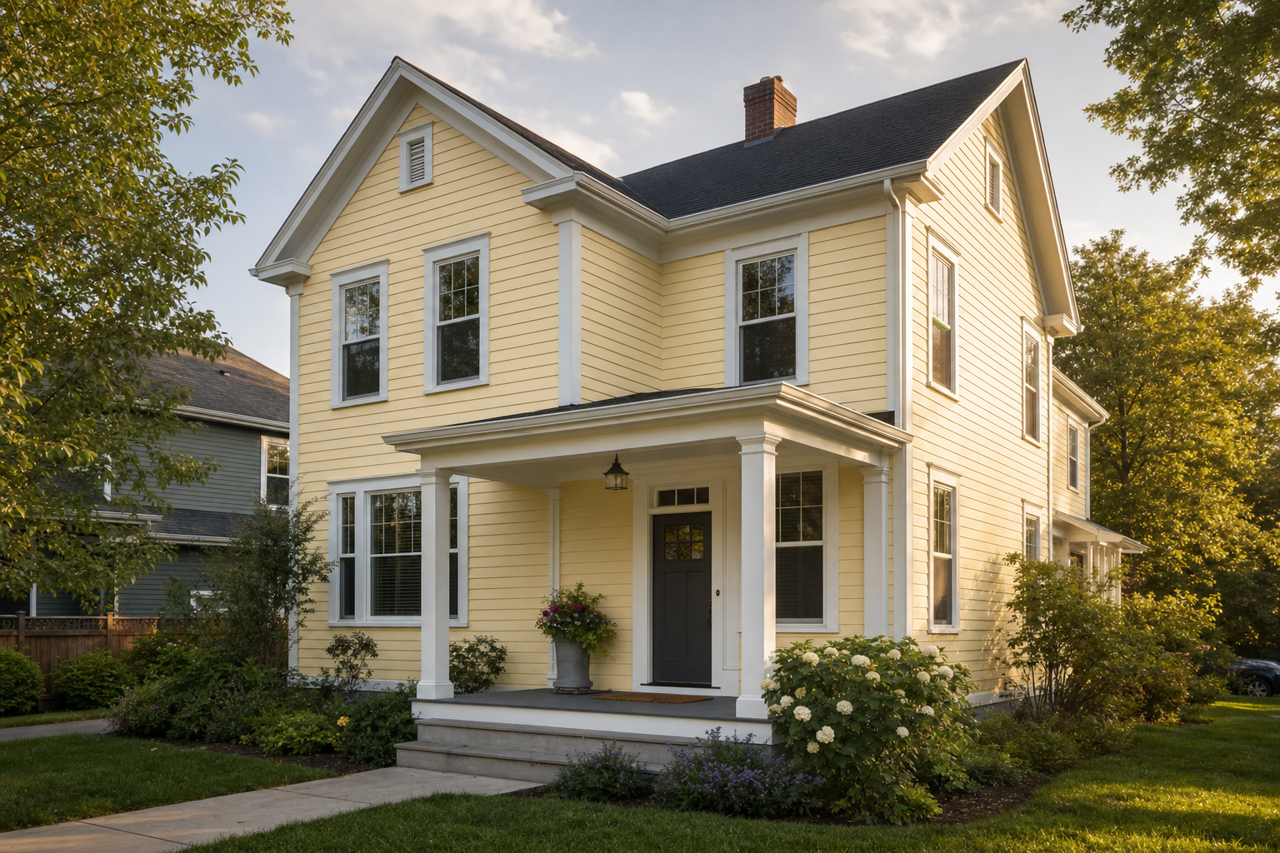 Lemon by Benjamin Moore on exterior