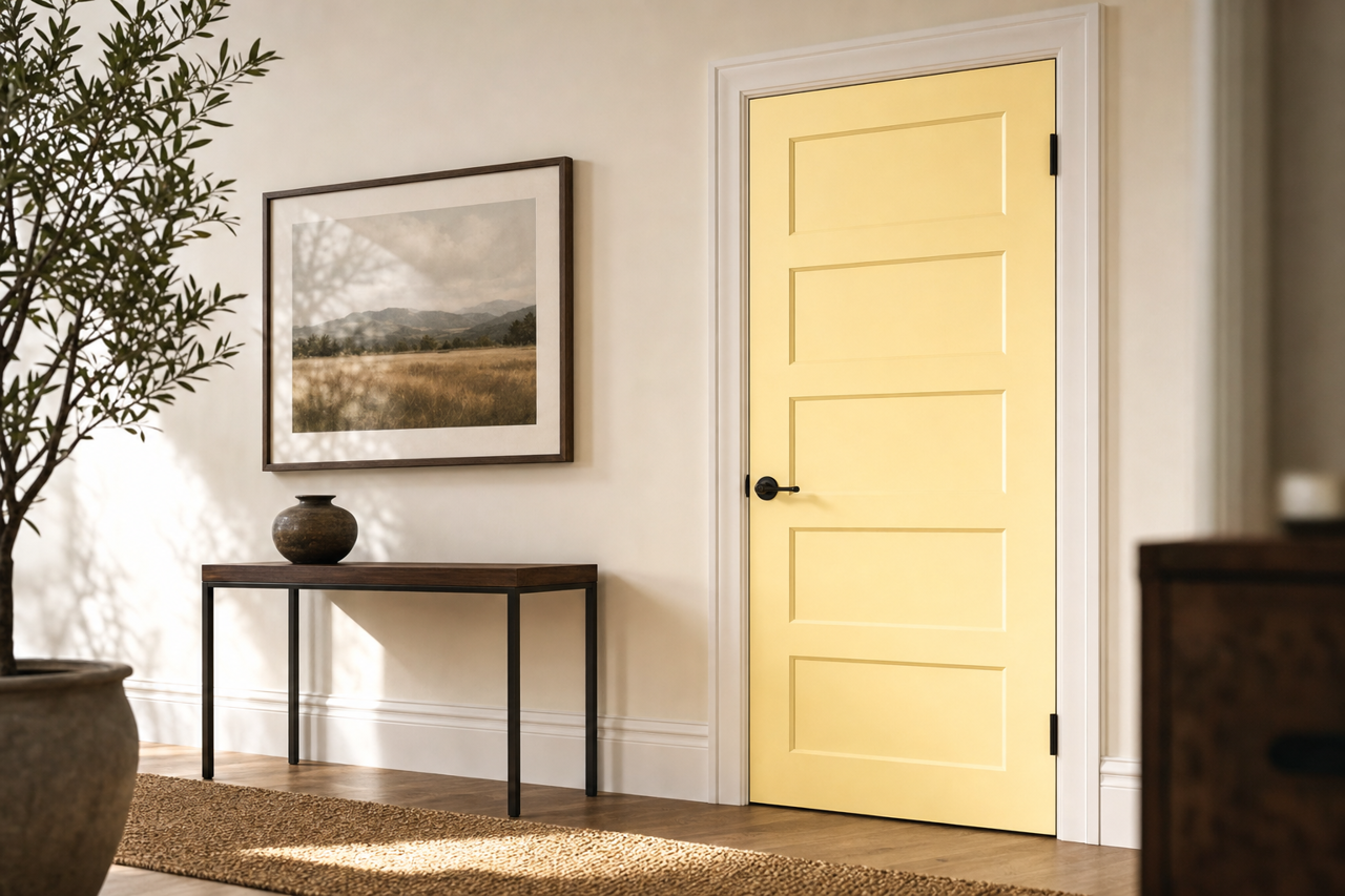 Lemon by Benjamin Moore on interior-doors