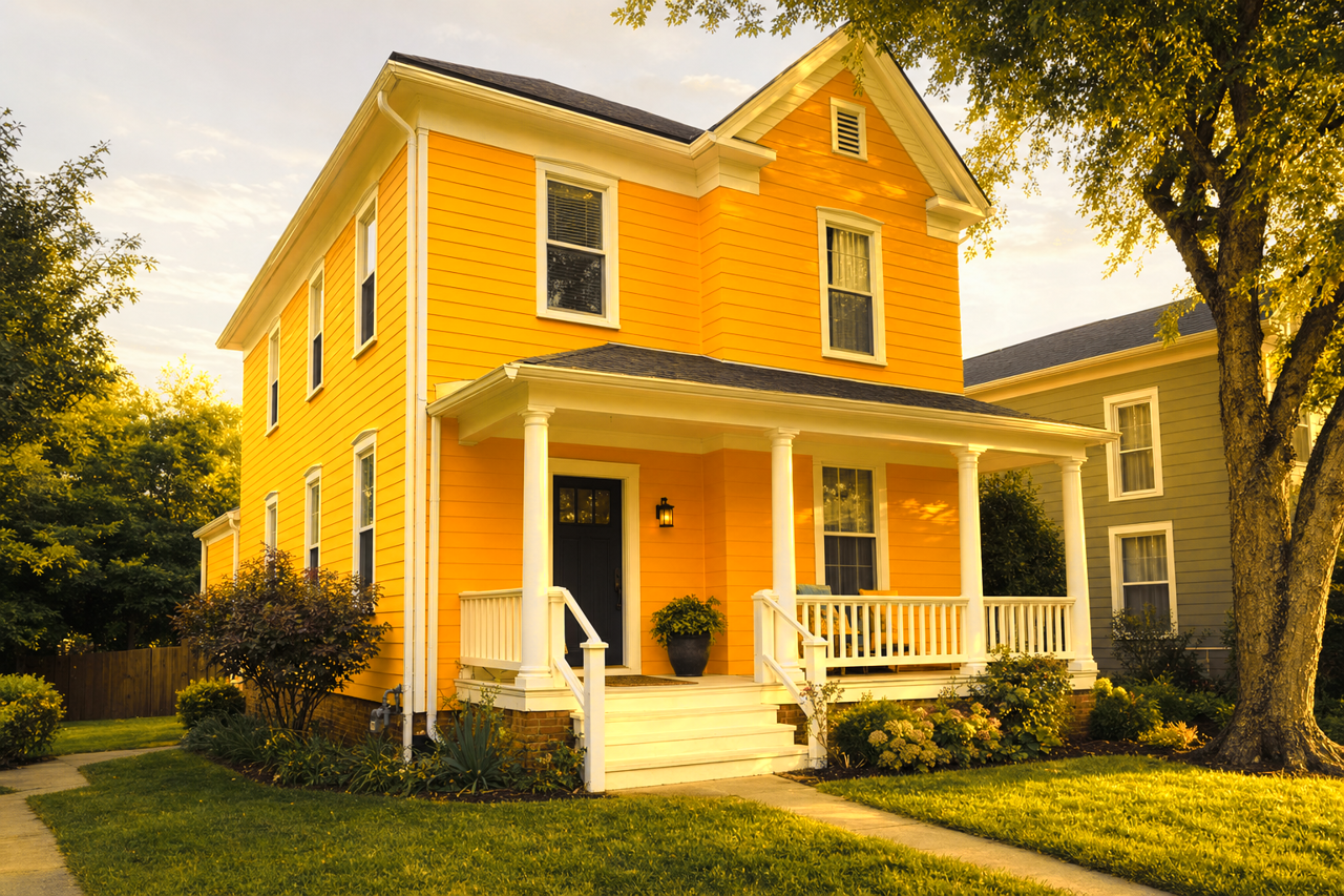 Lemon by Benjamin Moore on exterior