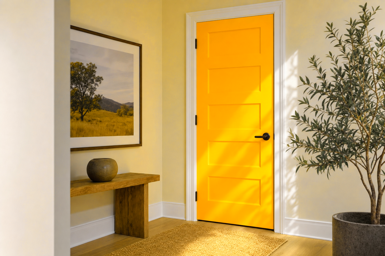 Lemon by Benjamin Moore on interior-doors