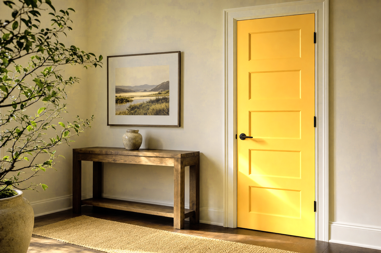 Yellow by Benjamin Moore on interior-doors