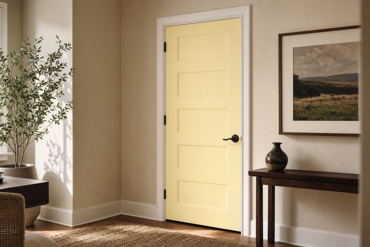 Yellow by Benjamin Moore on interior-doors