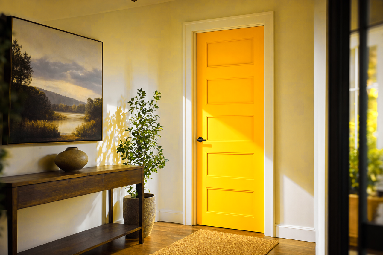 Yellow by Benjamin Moore on interior-doors