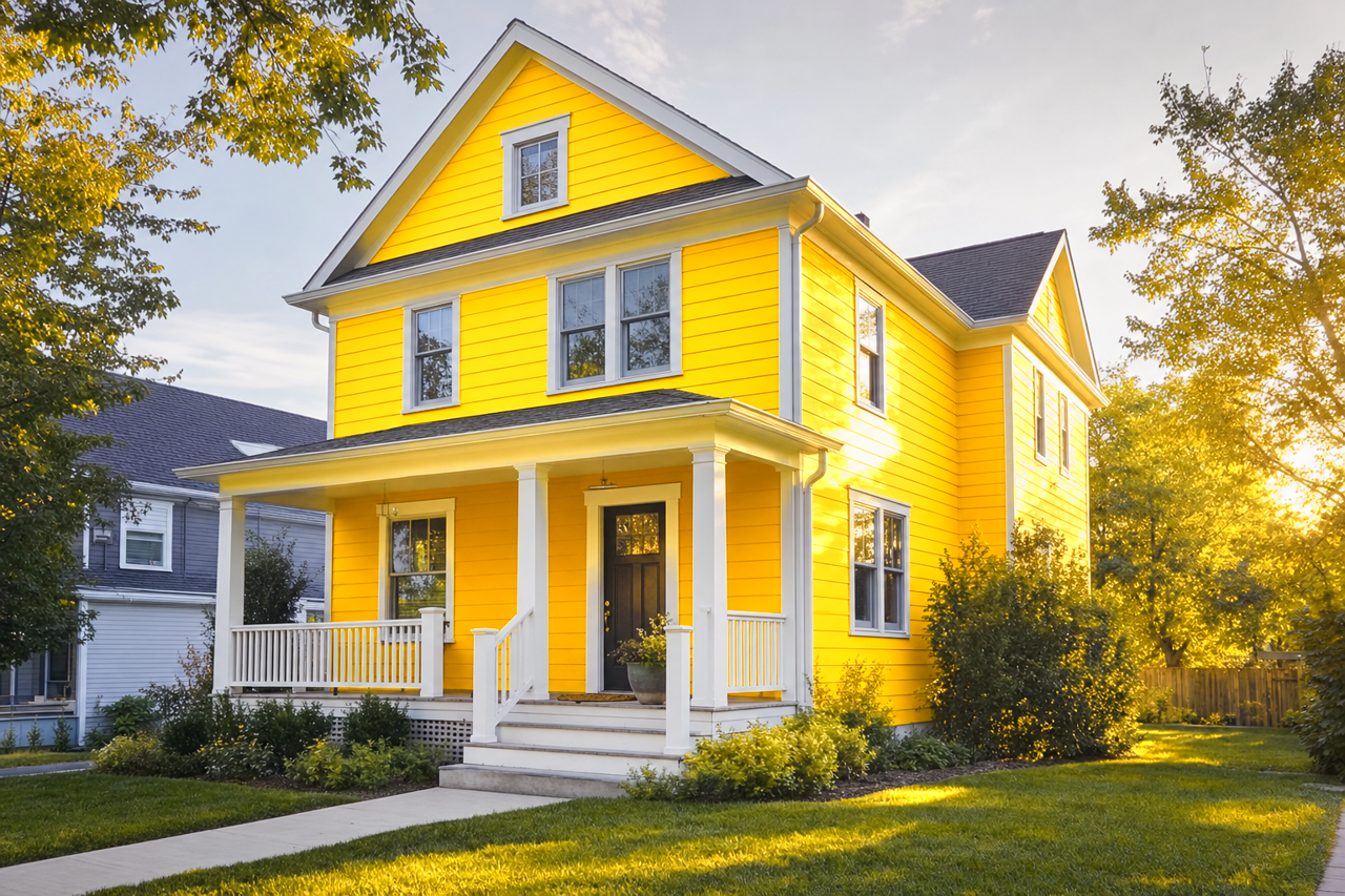 Lemon by Benjamin Moore on exterior