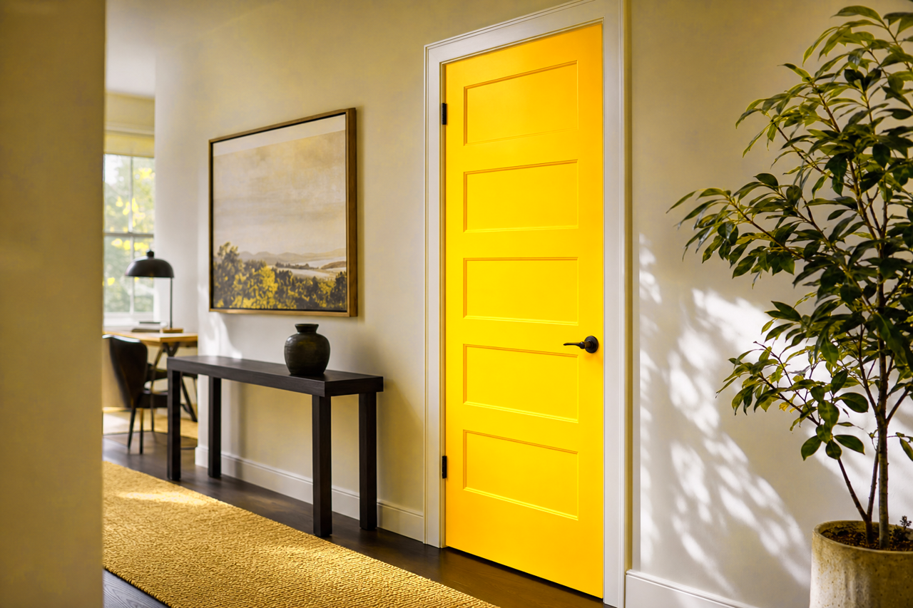 Lemon by Benjamin Moore on interior-doors