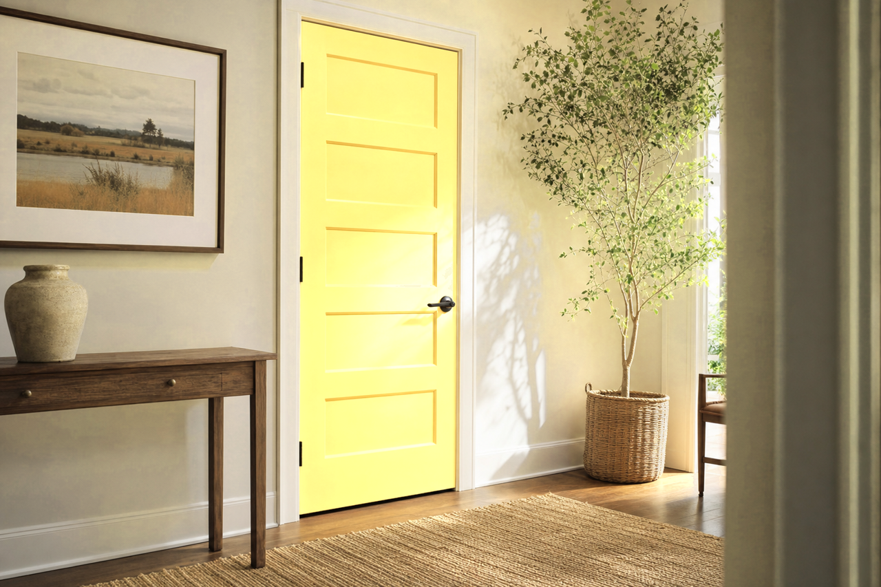 Yellow by Benjamin Moore on interior-doors