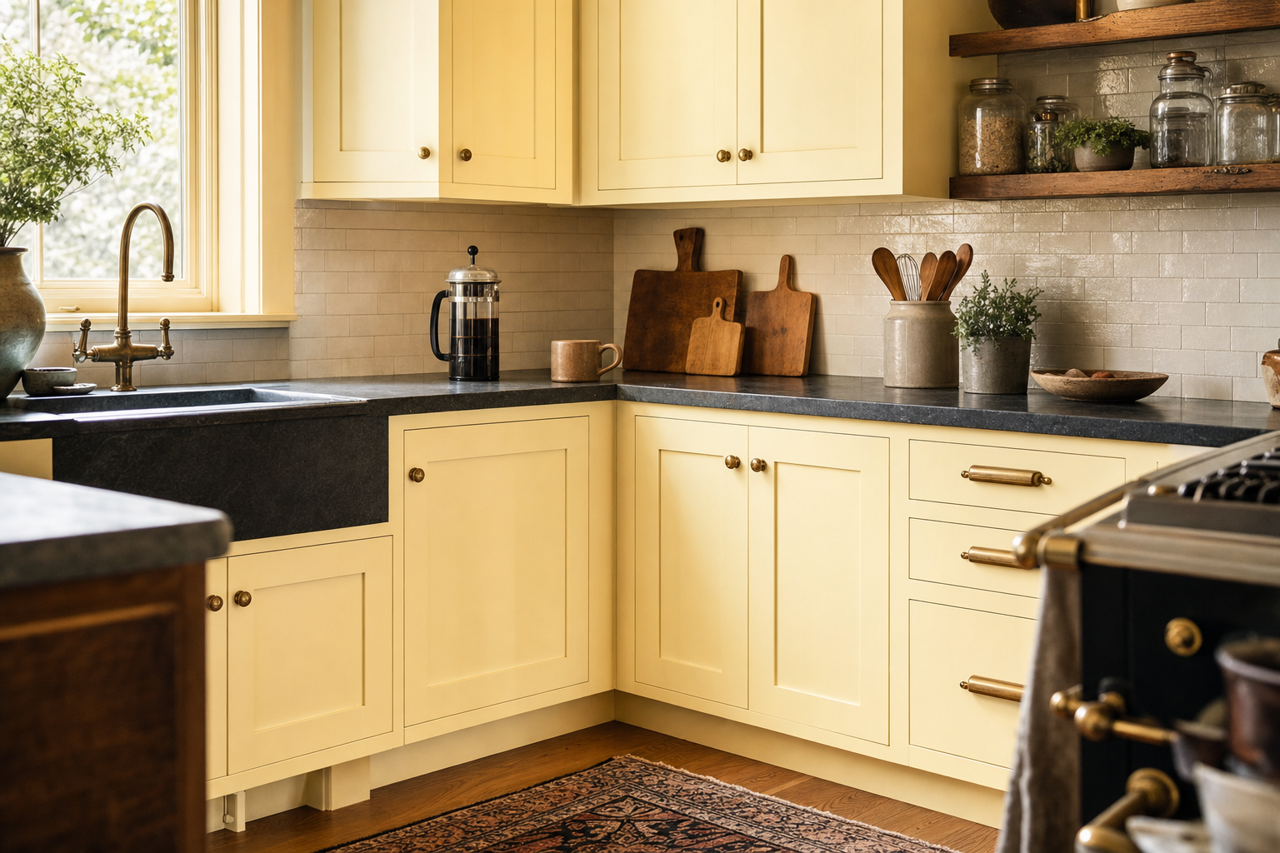 Pale by Benjamin Moore on cabinets