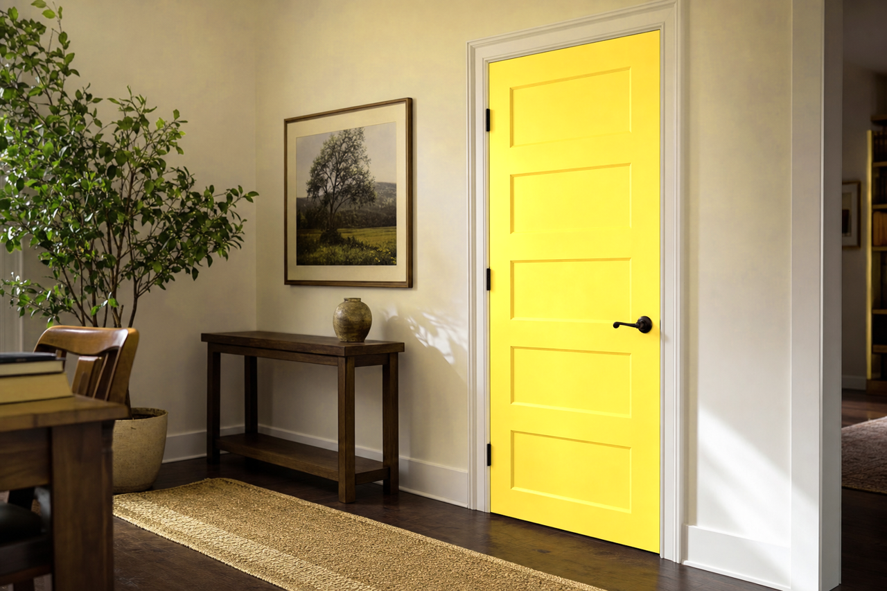 Banana by Benjamin Moore on interior-doors
