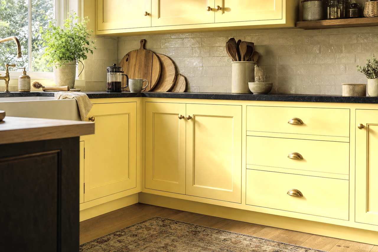 Sundance by Benjamin Moore on cabinets