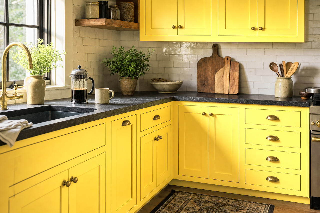 Sunburst by Benjamin Moore on cabinets