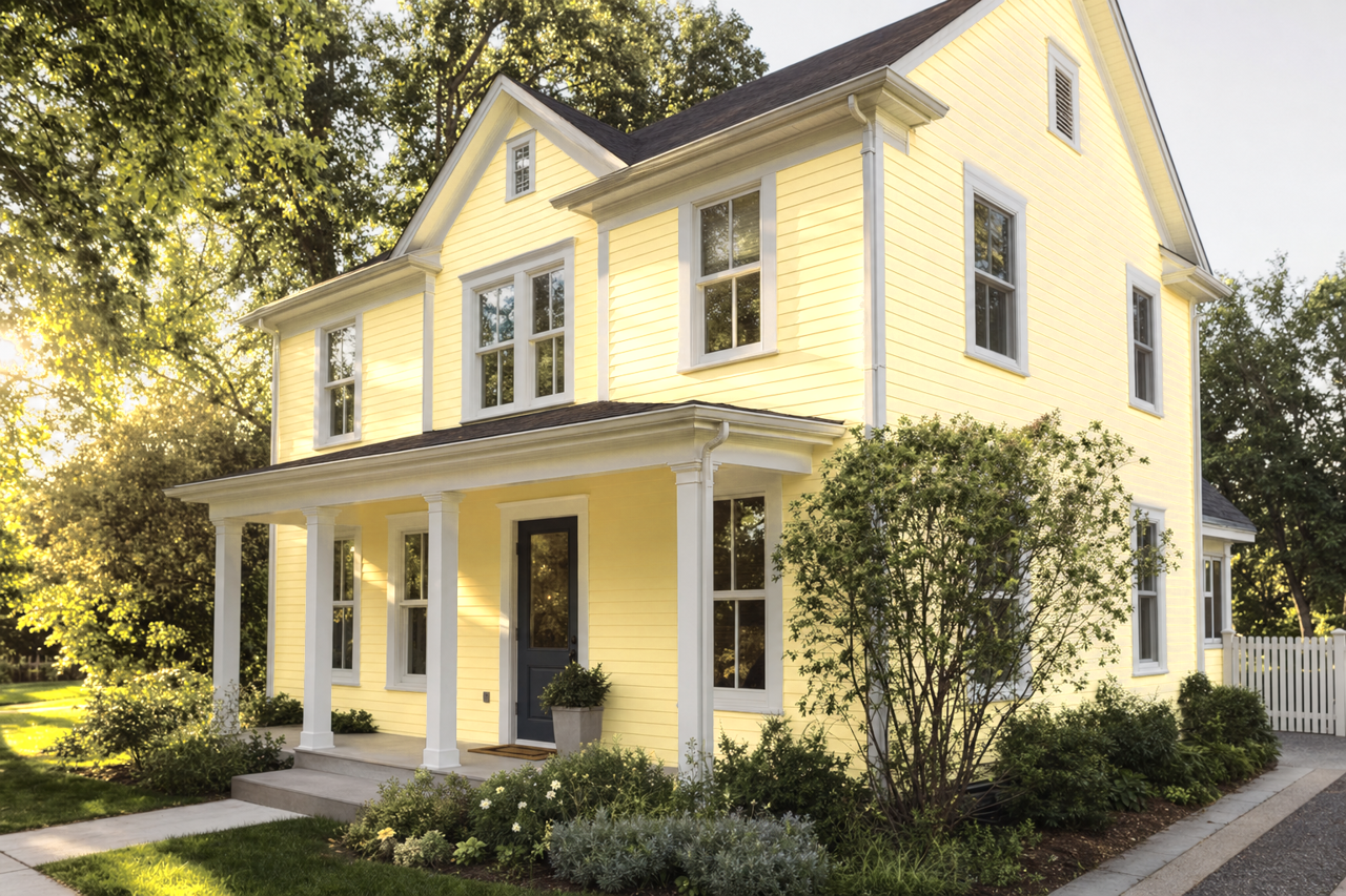 Lemon by Benjamin Moore on exterior